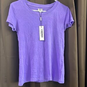L'AGENCE Purple Fitted Short Sleeve Tee